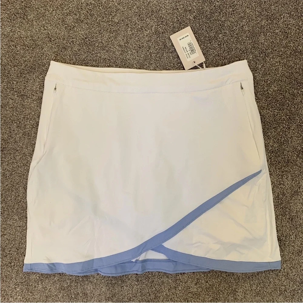 Peter Millar Women’s Laura Wrap Skort Golf White Blue Pockets Size XL - NWT $99 - Picture 2 of 12